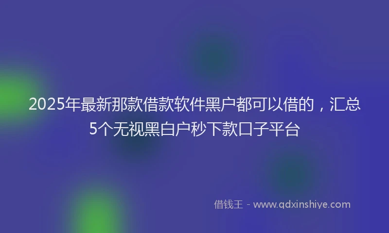 2025年最新那款借款软件黑户都可以借的，汇总5个无视黑白户秒下款口子平台