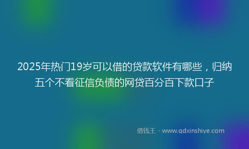 2025年热门19岁可以借的贷款软件有哪些，归纳五个不看征信负债的网贷百分百下款口子