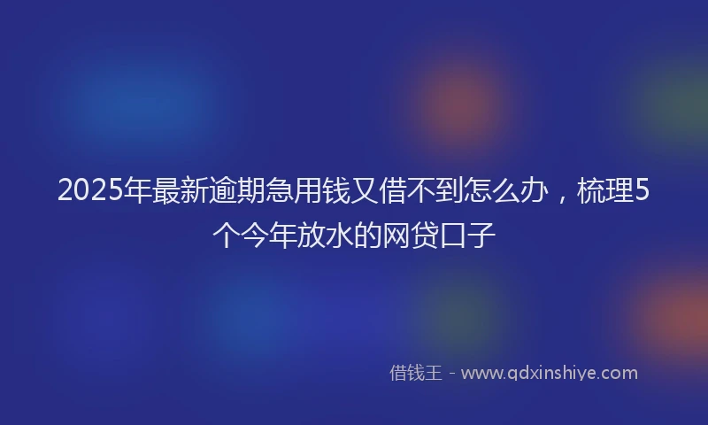 2025年最新逾期急用钱又借不到怎么办，梳理5个今年放水的网贷口子