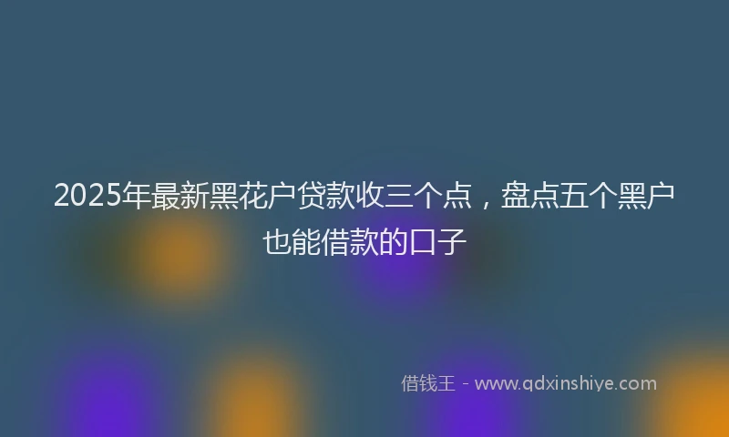 2025年最新黑花户贷款收三个点，盘点五个黑户也能借款的口子