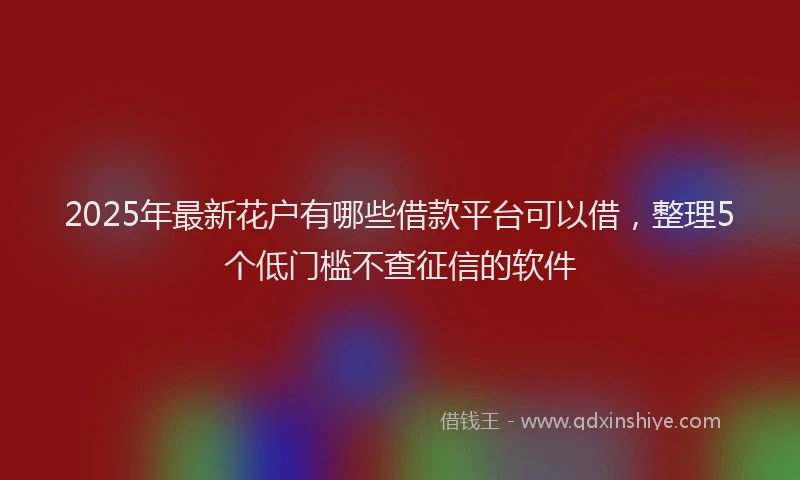 2025年最新花户有哪些借款平台可以借，整理5个低门槛不查征信的软件