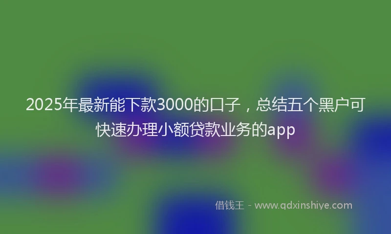 2025年最新能下款3000的口子，总结五个黑户可快速办理小额贷款业务的app
