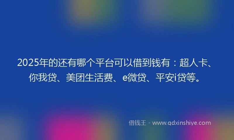 2025年的还有哪个平台可以借到钱有：超人卡、你我贷、美团生活费、e微贷、平安i贷等。