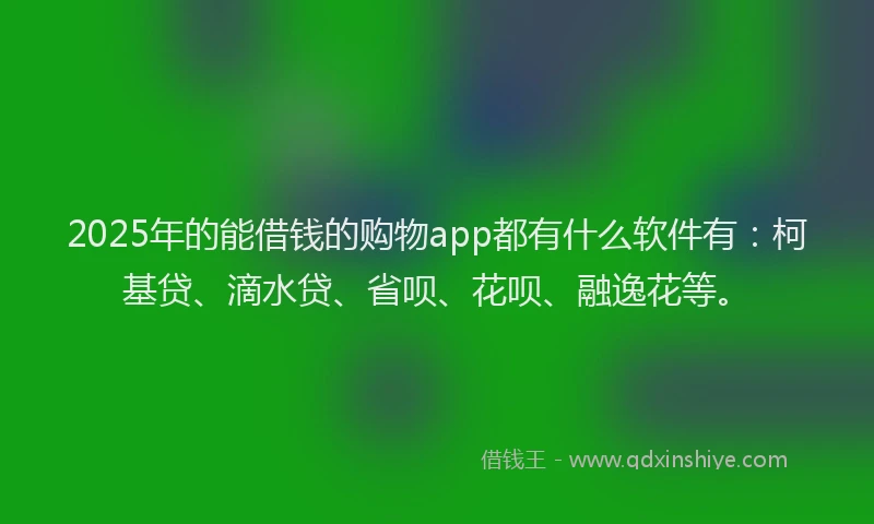 2025年的能借钱的购物app都有什么软件有：柯基贷、滴水贷、省呗、花呗、融逸花等。