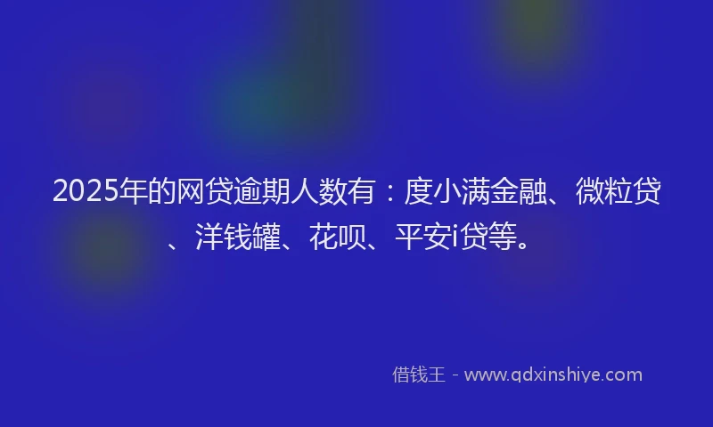 2025年的网贷逾期人数有：度小满金融、微粒贷、洋钱罐、花呗、平安i贷等。