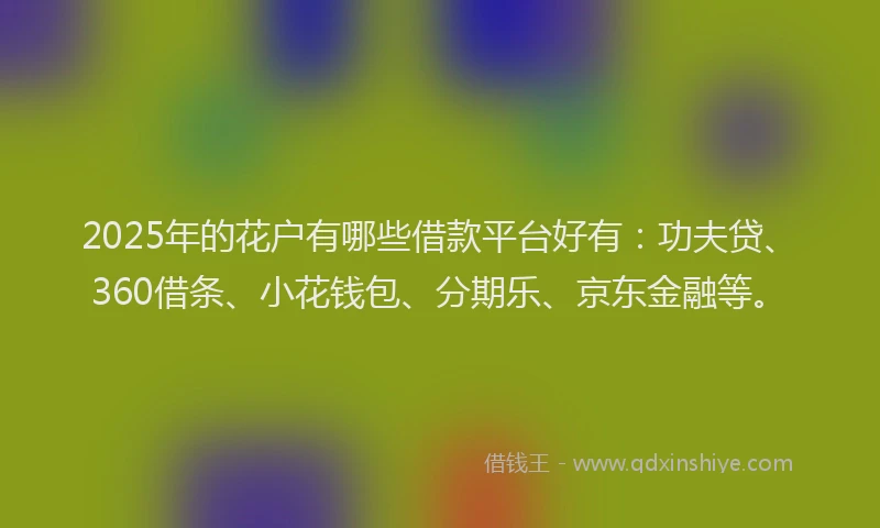 2025年的花户有哪些借款平台好有：功夫贷、360借条、小花钱包、分期乐、京东金融等。