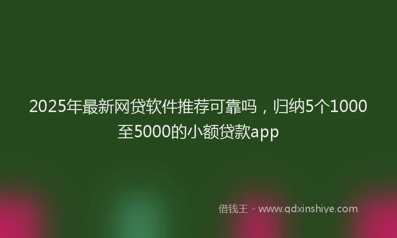 2025年最新网贷软件推荐可靠吗，归纳5个1000至5000的小额贷款app