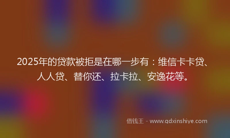 2025年的贷款被拒是在哪一步有：维信卡卡贷、人人贷、替你还、拉卡拉、安逸花等。