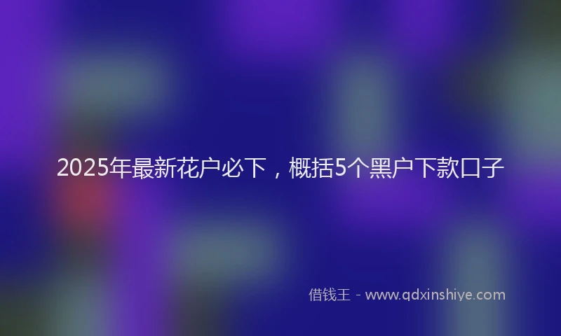 2025年最新花户必下，概括5个黑户下款口子