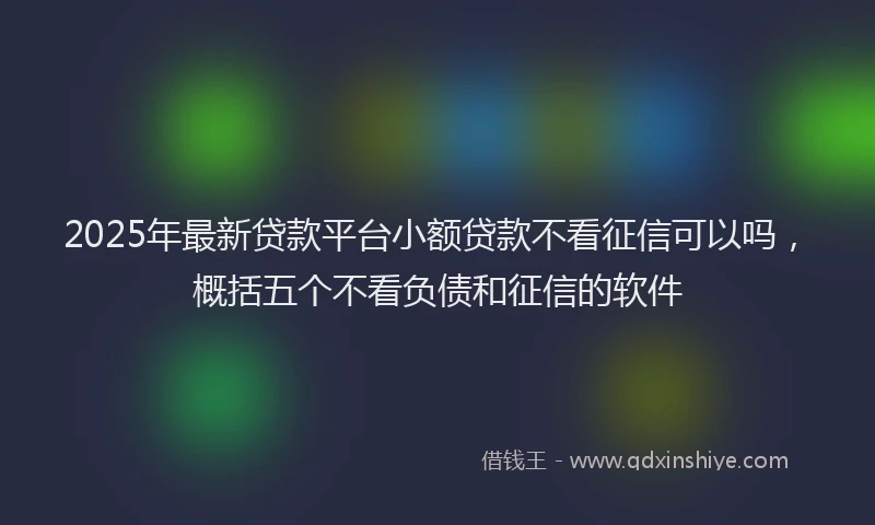 2025年最新贷款平台小额贷款不看征信可以吗，概括五个不看负债和征信的软件