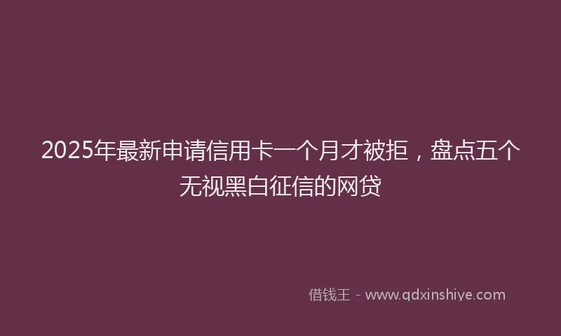 2025年最新申请信用卡一个月才被拒，盘点五个无视黑白征信的网贷