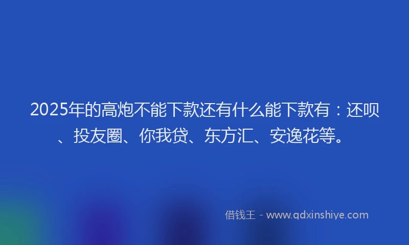 2025年的高炮不能下款还有什么能下款有：还呗、投友圈、你我贷、东方汇、安逸花等。