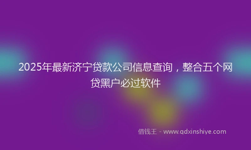 2025年最新济宁贷款公司信息查询，整合五个网贷黑户必过软件