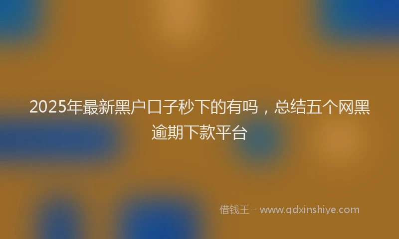2025年最新黑户口子秒下的有吗，总结五个网黑逾期下款平台