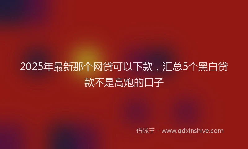 2025年最新那个网贷可以下款，汇总5个黑白贷款不是高炮的口子
