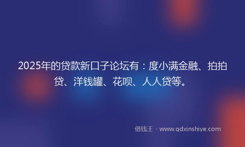 2025年的贷款新口子论坛有：度小满金融、拍拍贷、洋钱罐、花呗、人人贷等。