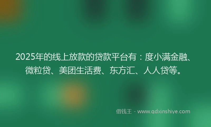 2025年的线上放款的贷款平台有：度小满金融、微粒贷、美团生活费、东方汇、人人贷等。