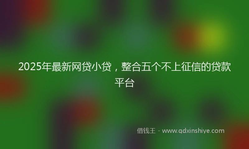 2025年最新网贷小贷，整合五个不上征信的贷款平台
