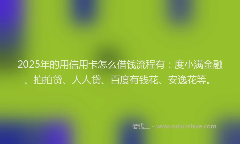2025年的用信用卡怎么借钱流程有：度小满金融、拍拍贷、人人贷、百度有钱花、安逸花等。