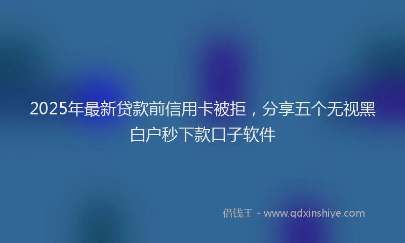 2025年最新贷款前信用卡被拒，分享五个无视黑白户秒下款口子软件