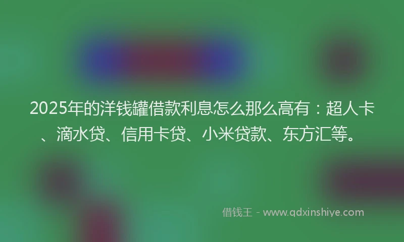 2025年的洋钱罐借款利息怎么那么高有：超人卡、滴水贷、信用卡贷、小米贷款、东方汇等。
