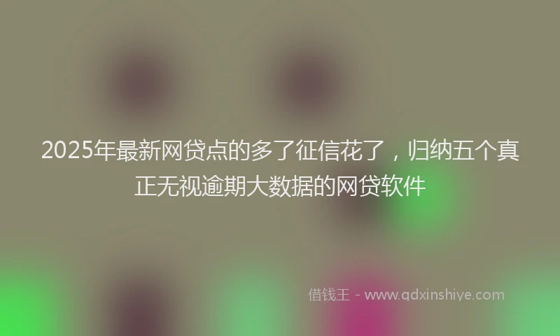 2025年最新网贷点的多了征信花了，归纳五个真正无视逾期大数据的网贷软件
