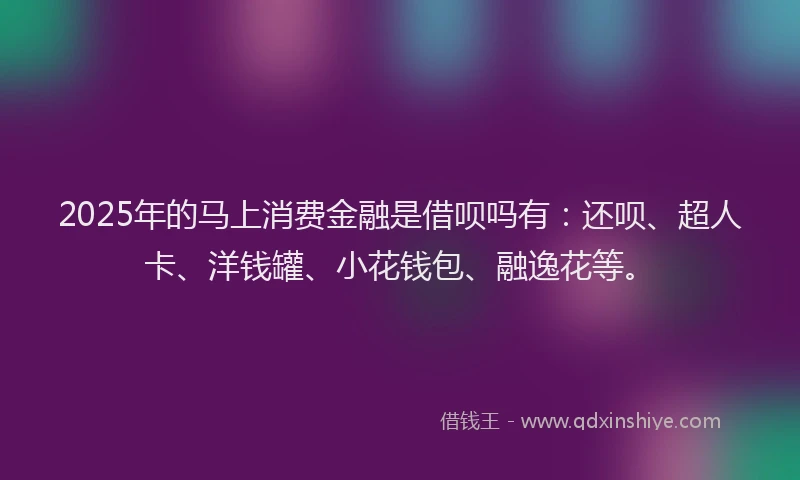 2025年的马上消费金融是借呗吗有：还呗、超人卡、洋钱罐、小花钱包、融逸花等。