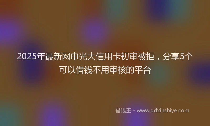 2025年最新网申光大信用卡初审被拒，分享5个可以借钱不用审核的平台