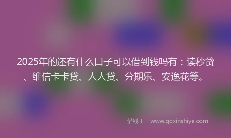 2025年的还有什么口子可以借到钱吗有：读秒贷、维信卡卡贷、人人贷、分期乐、安逸花等。