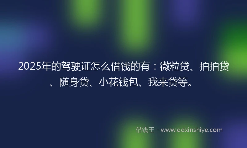 2025年的驾驶证怎么借钱的有：微粒贷、拍拍贷、随身贷、小花钱包、我来贷等。