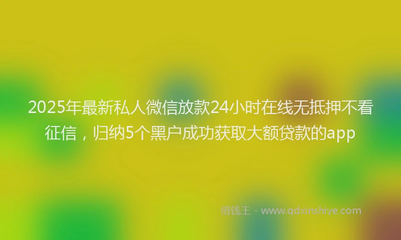 2025年最新私人微信放款24小时在线无抵押不看征信，归纳5个黑户成功获取大额贷款的app