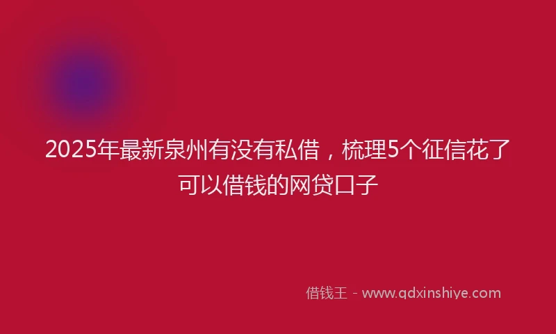2025年最新泉州有没有私借，梳理5个征信花了可以借钱的网贷口子