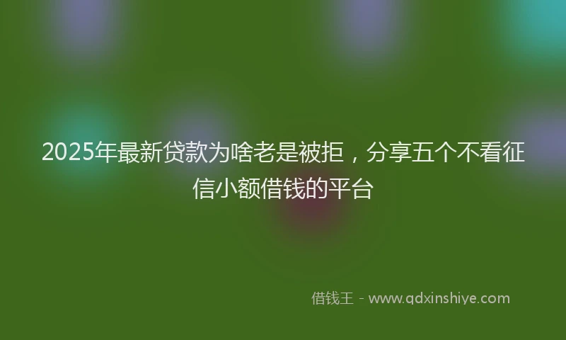 2025年最新贷款为啥老是被拒，分享五个不看征信小额借钱的平台