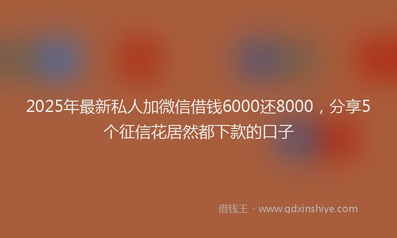 2025年最新私人加微信借钱6000还8000，分享5个征信花居然都下款的口子