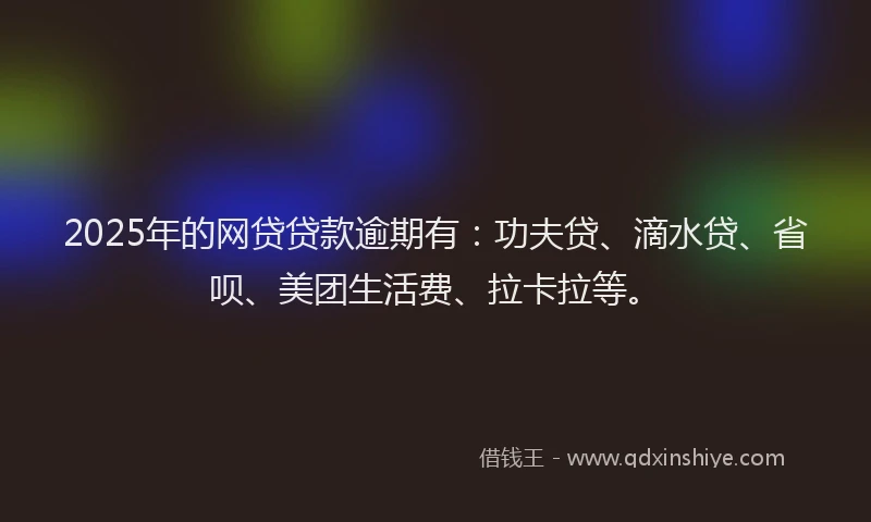 2025年的网贷贷款逾期有：功夫贷、滴水贷、省呗、美团生活费、拉卡拉等。