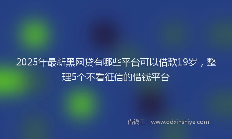 2025年最新黑网贷有哪些平台可以借款19岁，整理5个不看征信的借钱平台