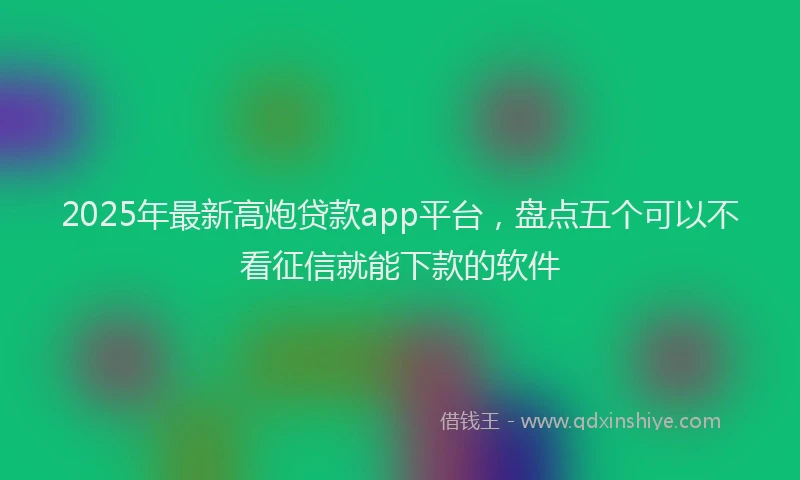 2025年最新高炮贷款app平台，盘点五个可以不看征信就能下款的软件