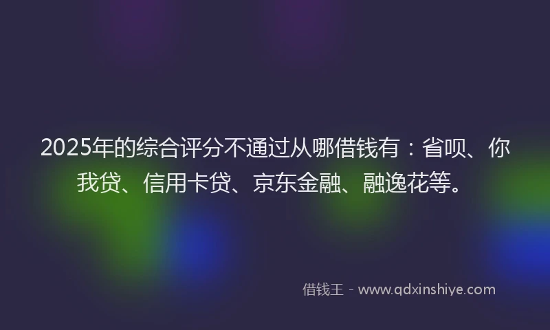 2025年的综合评分不通过从哪借钱有:省呗、你我贷、信用卡贷、京东金融、融逸花等。