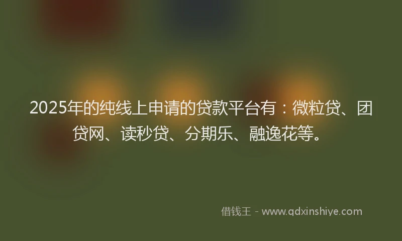 2025年的纯线上申请的贷款平台有：微粒贷、团贷网、读秒贷、分期乐、融逸花等。