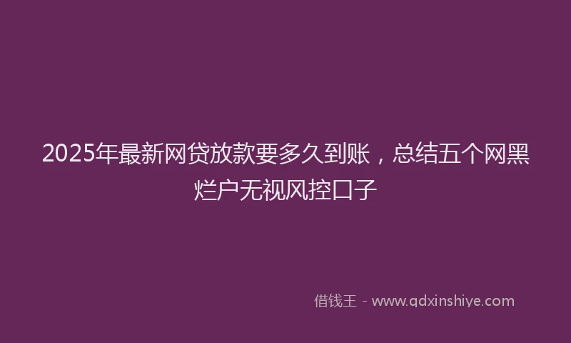 2025年最新网贷放款要多久到账，总结五个网黑烂户无视风控口子