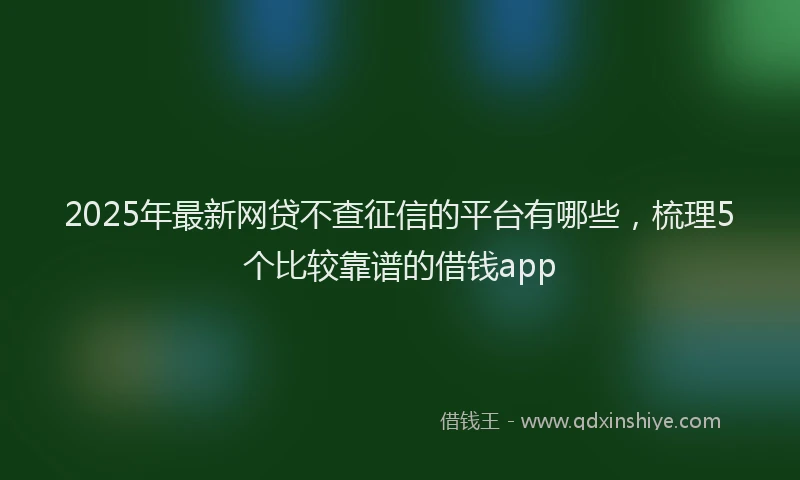 2025年最新网贷不查征信的平台有哪些，梳理5个比较靠谱的借钱app