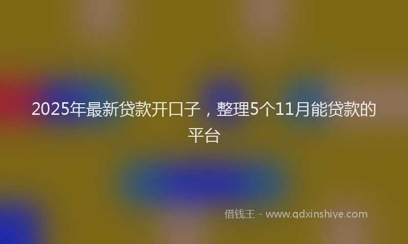 2025年最新贷款开口子，整理5个11月能贷款的平台