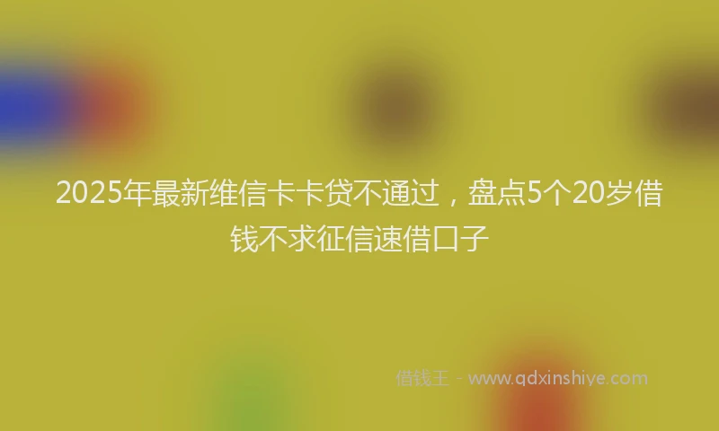 2025年最新维信卡卡贷不通过，盘点5个20岁借钱不求征信速借口子