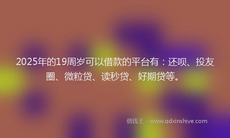 2025年的19周岁可以借款的平台有：还呗、投友圈、微粒贷、读秒贷、好期贷等。