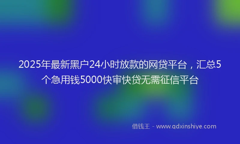 2025年最新黑户24小时放款的网贷平台，汇总5个急用钱5000快审快贷无需征信平台