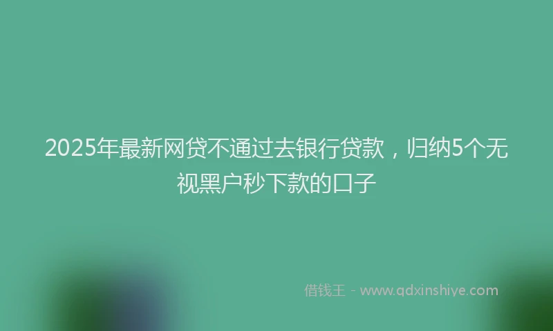2025年最新网贷不通过去银行贷款，归纳5个无视黑户秒下款的口子