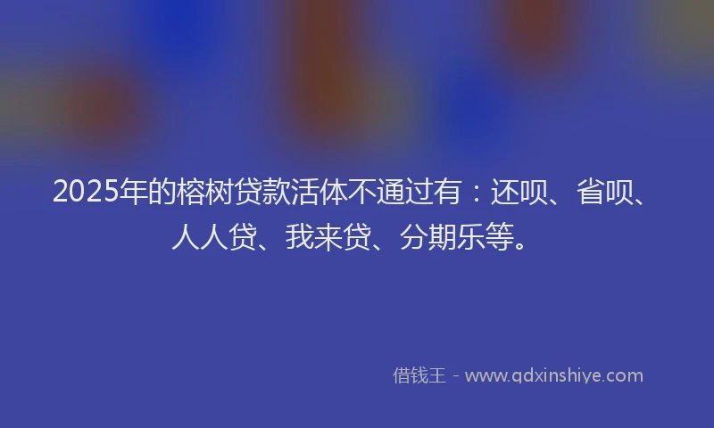 2025年的榕树贷款活体不通过有：还呗、省呗、人人贷、我来贷、分期乐等。
