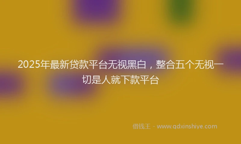 2025年最新贷款平台无视黑白，整合五个无视一切是人就下款平台