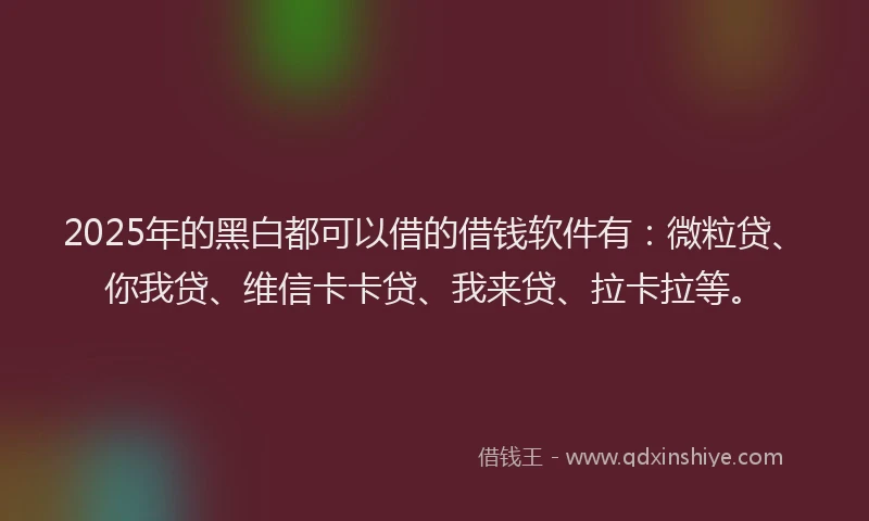 2025年的黑白都可以借的借钱软件有：微粒贷、你我贷、维信卡卡贷、我来贷、拉卡拉等。