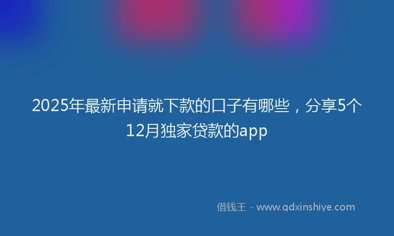 2025年最新申请就下款的口子有哪些，分享5个12月独家贷款的app